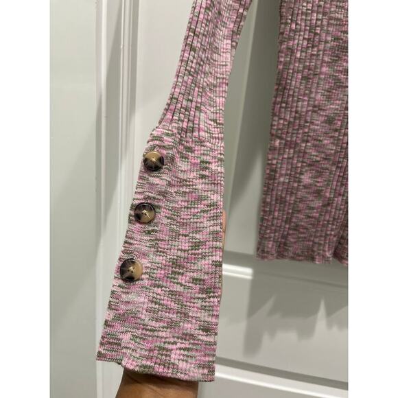 Anthropologie Button Sleeve Turtleneck Space Dye Ribbed Sweater Sz S - Picture 6 of 10